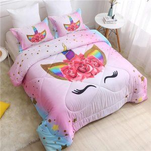 Unicorn TwinBedding Sets for Girls Kids Comforter Set TwinSize with 2Pillowcases